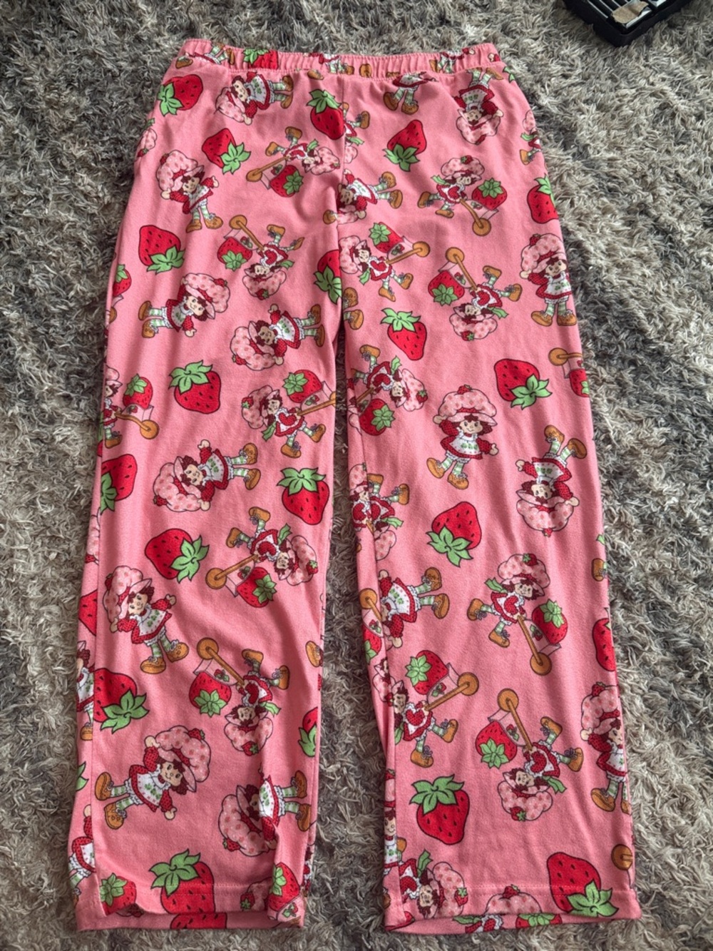 Girls' Pink Strawberry-Print Pajama Pants
